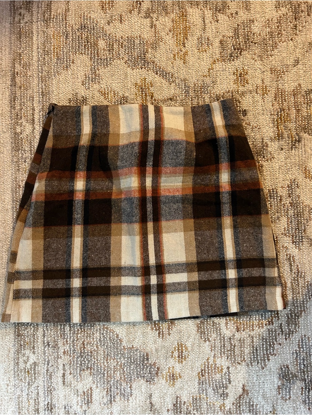 SHEIN Plaid Mini Skirt in Brown, Cream and Tan